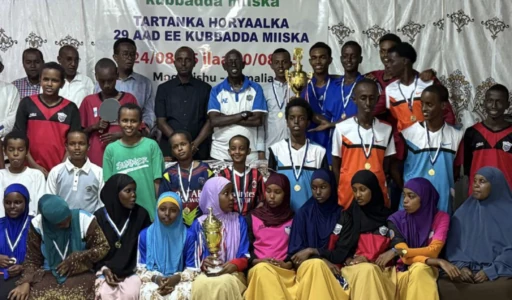 Players at a table tennis tournament in Mogadishu