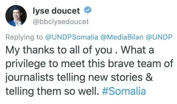 Lyse Doucet's tweet